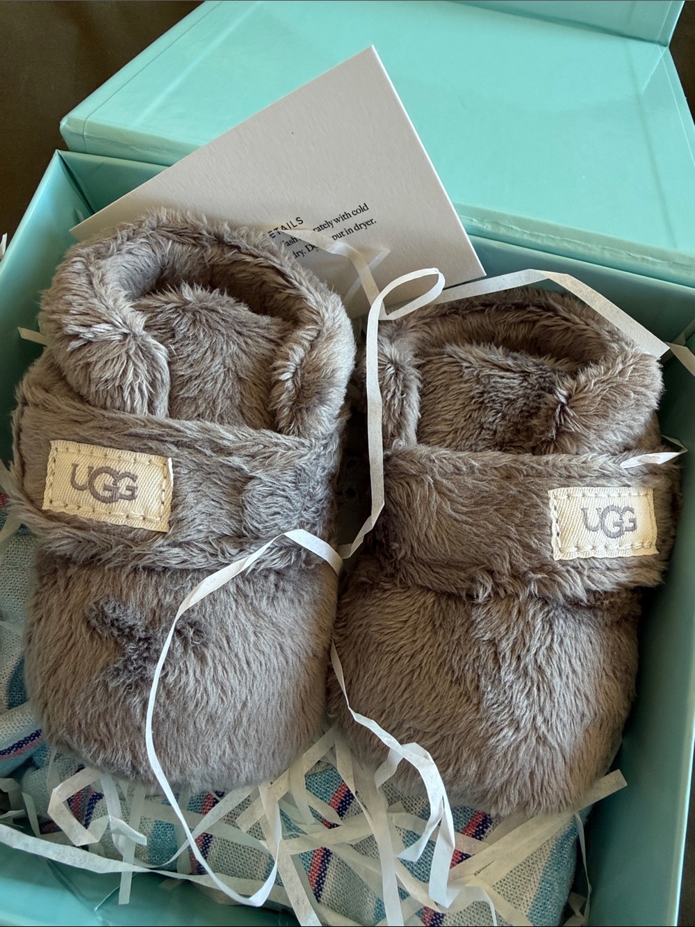 BRAND NEW never worn:  UGG Taupe Faux-Fur Baby Booties